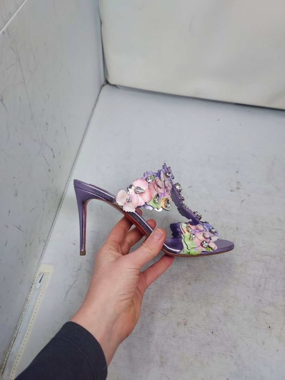 Christian Louboutin Purple Flora Jewel Heel Sandal - Picture 3 of 12